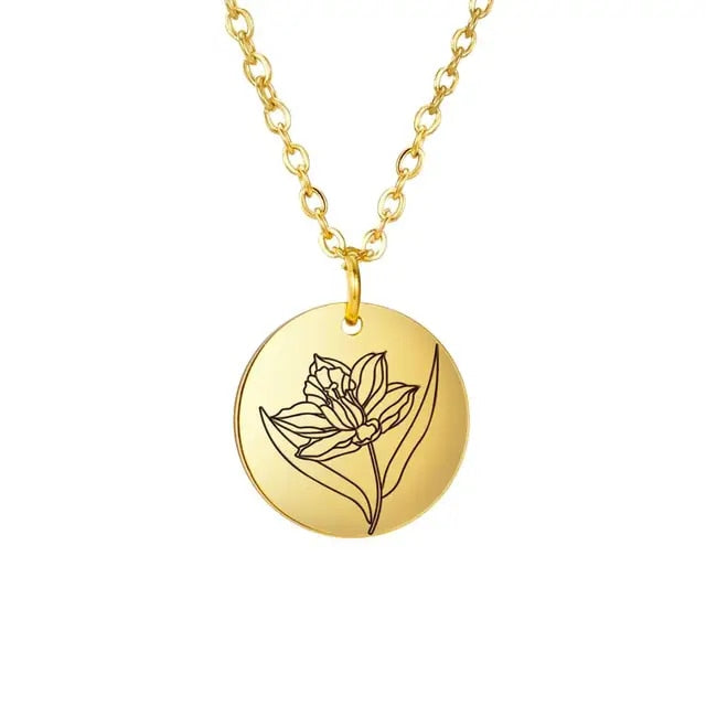 Vermeil Floral Birth Month Pendant