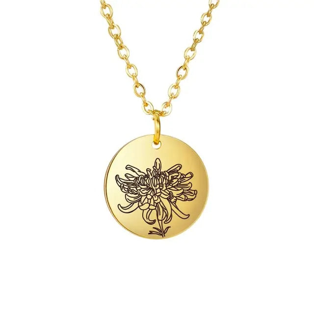 Vermeil Floral Birth Month Pendant