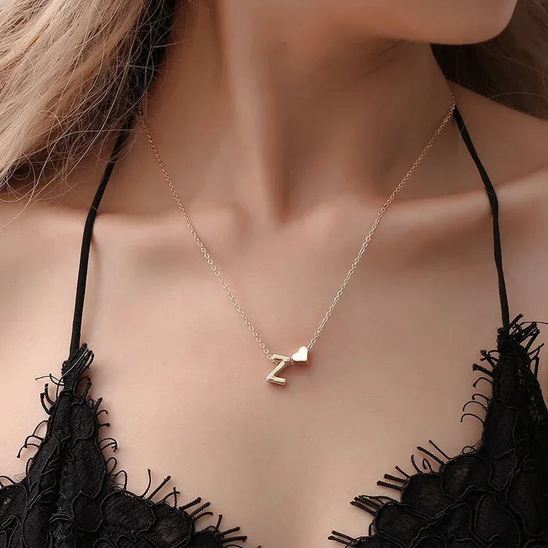 Heart Initial Charm Necklace