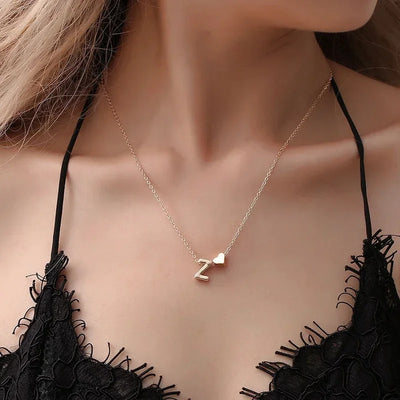 Heart Initial Charm Necklace