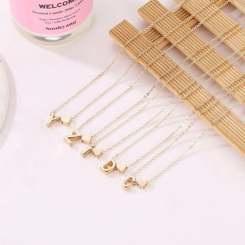 Heart Initial Charm Necklace