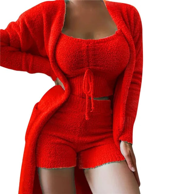 Velvet 3-Piece Lounge Short Set